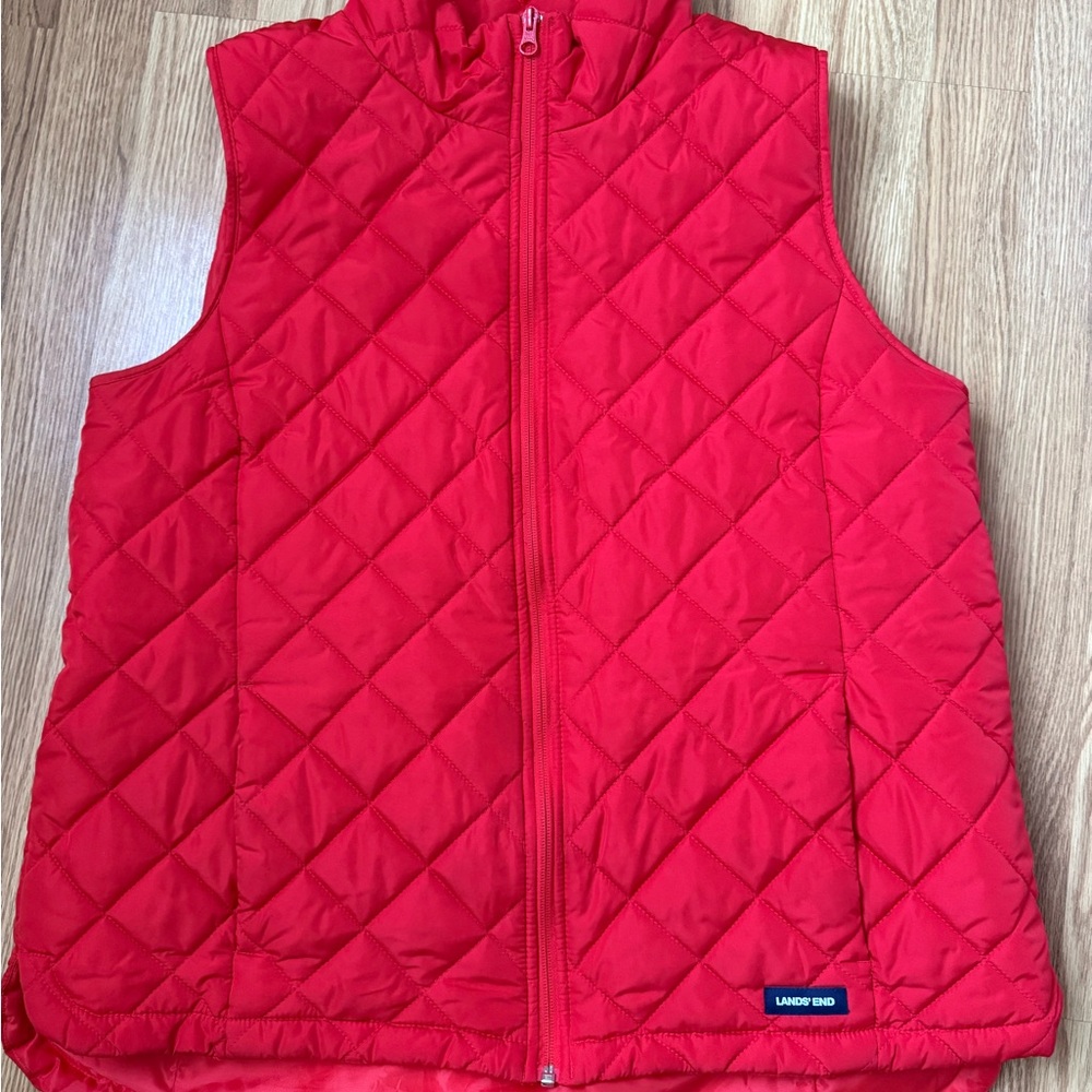 Lands' End Holiday Red Quilted Vest
